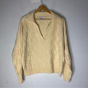 Frnch Nina Jacquard Pullover Sweater Butter Yellow Medium
